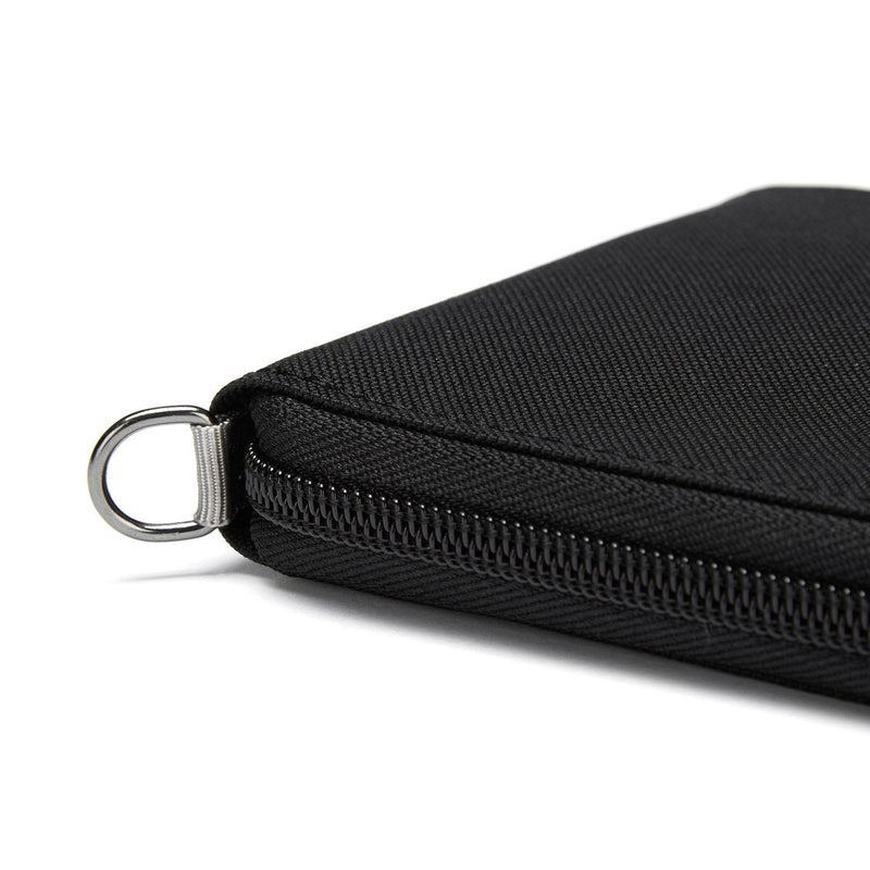 Pacsafe® RFIDsafe™ RFID blocking zip around wallet, Jet Black