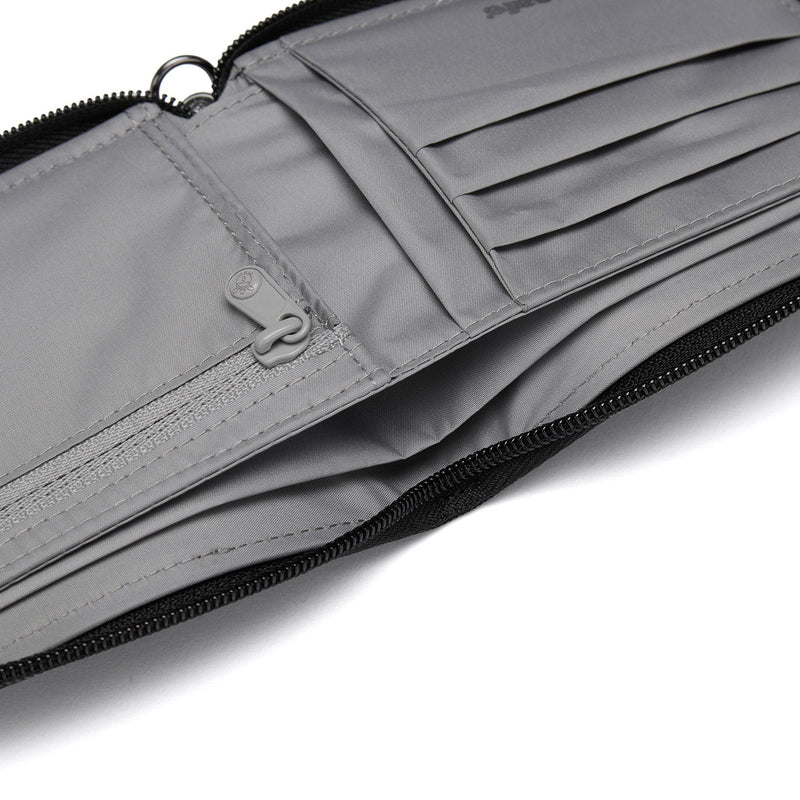 Pacsafe® RFIDsafe™ RFID blocking zip around wallet, Jet Black