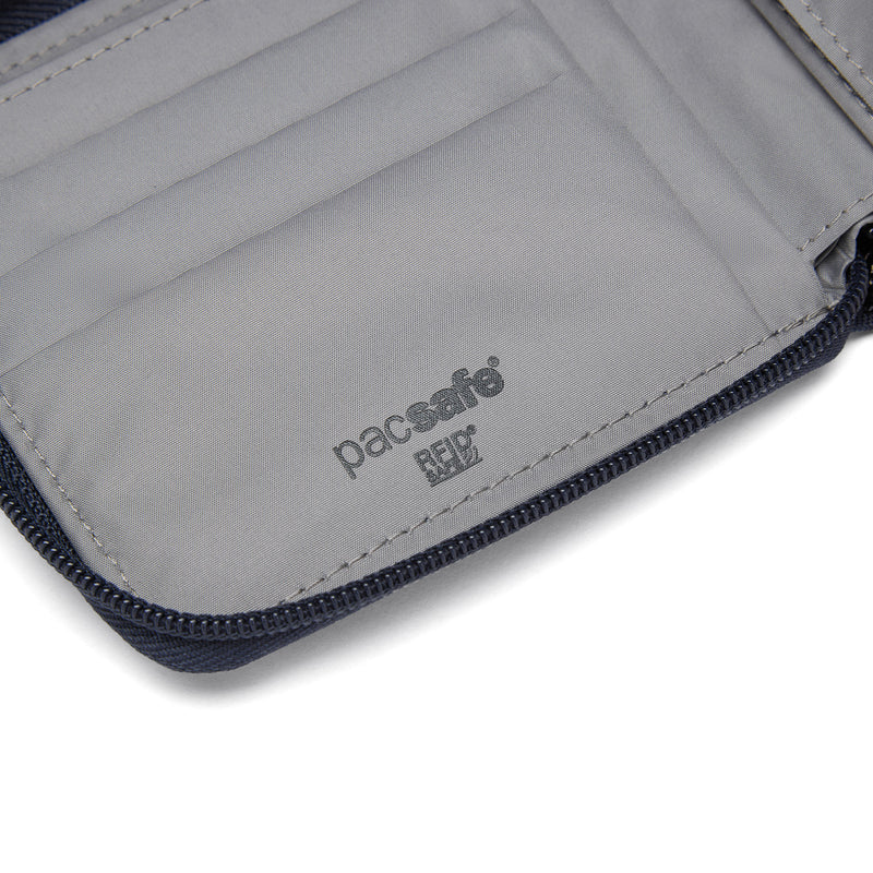 Pacsafe® RFIDsafe™ RFID blocking zip around wallet, Coastal Blue