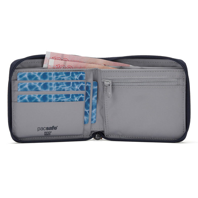Pacsafe® RFIDsafe™ RFID blocking zip around wallet, Coastal Blue