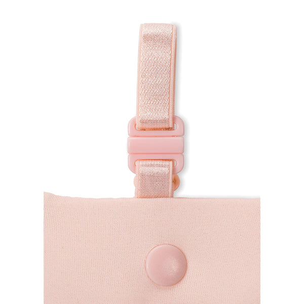 The bra pouch secures the pump to the front, side or belt of the wearer's  bra.